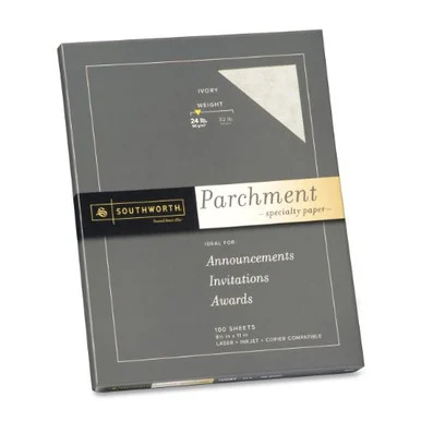 Southworth Parchment Paper - Letter - 8.50" X 11" - 24 Lb - Parchment - 100 / Pack - Ivory (P984CK)
