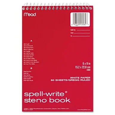 Meadwestvaco Spell-write Steno Book - 80 Sheet - 6" X 9" - White (43082_40)
