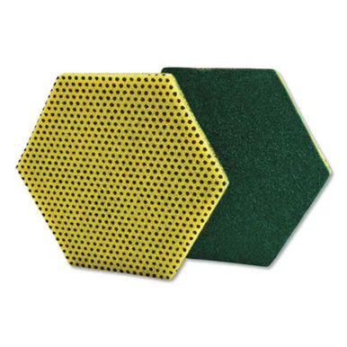 3m 96HEX Dual Purpose Scour Pad, 5" X 5", Gray/yellow, 15/carton