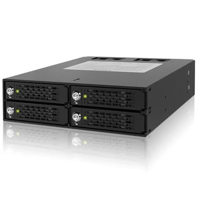 Icy Dock Tougharmor Mb994sk-1b Drive Enclosure Internal - Matte Black - 4 X Total Bay - 4 X 2.5" Bay - Serial Ata/600, 6gb/s Sas - Aluminum, Steel - Cooling Fan - 5.25" (mb994sk-1b)