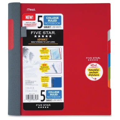 Mead Five Star Notebook - 200 Page - College Ruled - 1 Each Assorted Cover (mea-06326)