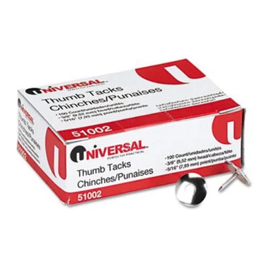 Universal Office Products 51002 Thumb Tacks, Steel, Silver, 5/16", 100/pack