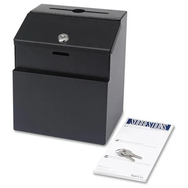 Safco Suggestion Box - 25 X Card - 8.5" Height X 7.3" Width X 6" Depth External Dimensions - Steel - Black (4232BL)