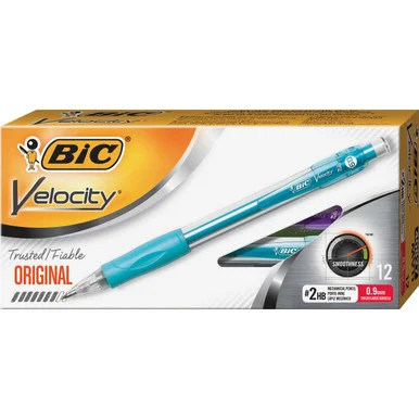 Bic Velocity Pencil - #2 Pencil Grade - 0.9 Mm Lead Size - Black Barrel - 12 / Dozen (MV11BK)
