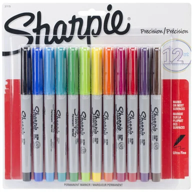Sharpie 37175pp Permanent Marker - Black Ink, Blue Ink, Turquoise Ink, Aqua Ink, Green Ink, Lime Ink, Yellow Ink, Orange Ink, Berry Ink, Red Ink, Purple Ink, Brown Ink - 12 / Set