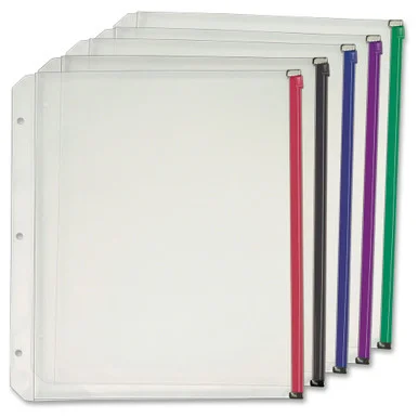 Cardinal Expanding Zipper Binder Pockets - 100 Sheet Capacity - Letter 8.50" X 11" - Rectangular - 3 X Holes - Poly - 5 / Pack - Blue, Black, Red, Purple, Green (14650_40)