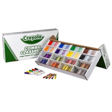 Crayola Large Size Crayons And Washable Marker Classpack - Red, Yellow, Green, Blue, Orange, Violet, Brown, Black Ink - Red, Yellow, Green, Blue, Orange, Violet, Brown, Black Wax - 1 Kit (523348)
