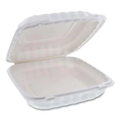 Pactive YCN809010000 Earthchoice Smartlock Microwavable Hinged Lid Containers, 9 X 9 X 3.1, White, 100/carton