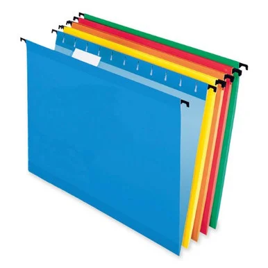 Pendaflex Surehook Reinforced Hanging Folder - Letter - 8.50" X 11" - 1/5 Tab Cut - Red, Blue, Orange, Yellow, Bright Green - 20 / Box (615215ASST)
