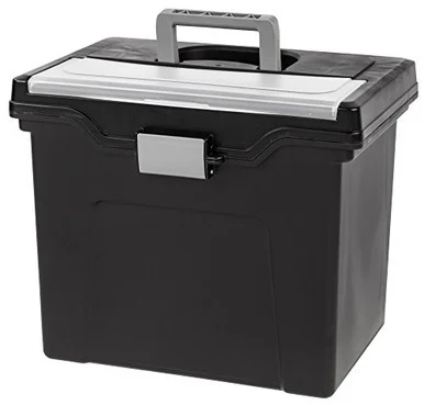Iris Portable Letter-size File Box - External Dimensions: 13.8" Length X 10.2" Width X 11.7" Height - Black - Pen/pencil, Business Card, Hanging Folder - 1 Each (irs-110977)