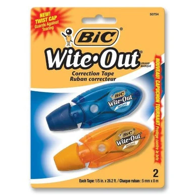 Bic Wite-out Mini Correction Tape - 0.50" Width X 2.18 Ft Length - White Tape - Tear Resistant - 2 / Pack (WOMTP21WE)