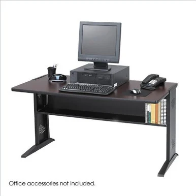 Safco Reversible Top Computer Desk - Rectangle - 28" X 47.50" X 30" - Steel - Medium Oak, Top, Base (SAF1931)