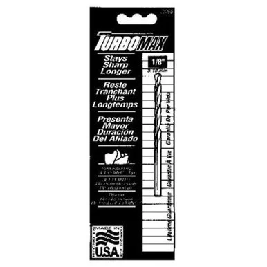 Irwin Turbomax Drill Bit - Jobber-length Bit: 0.13" Diameter - 2.75" Length - High Speed Steel - 1/card (73308)