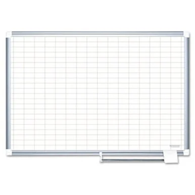 Bi-Silque Visual Communication CR1230830 Gridded Magnetic Porcelain Planning Board, 1 X 2 Grid, 72 X 48, Aluminum Frame