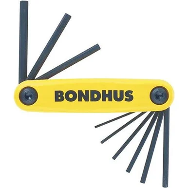 Bondhus Corp 116-12589 Hf9 Gorillagrip Fold-up Tool, 9-piece Hex Set, Sae, Yellow/black Oxide