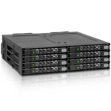 Icy Dock Tougharmor Mb998sp-b Drive Enclosure Internal - Matte Black - 8 X Total Bay - 8 X 2.5" Bay - Serial Ata/600 - Serial Ata/600 - Metal - Cooling Fan - 5.25" (mb998sp-b)