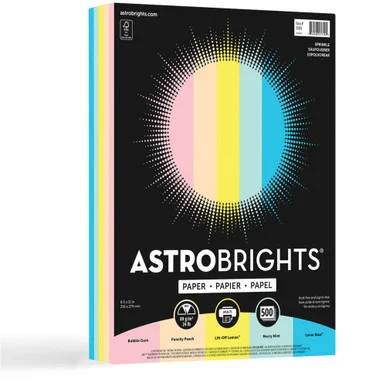 Astro Laser, Inkjet Copy & Multipurpose Paper - Bubble Gum, Lunar Blue, Merry Mint, Lift-off Lemon, Punchy Peach (wau-91714)