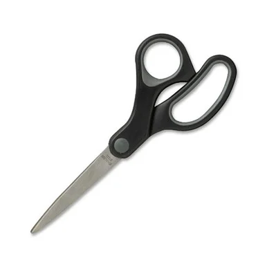Sparco Straight Scissors - 7" Overall Length - Pointed - Straight - Stainless Steel, Rubber - Gray (SPR25225)