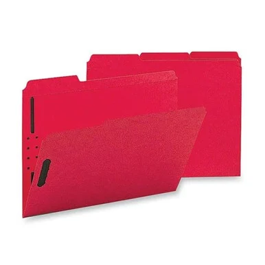 Sparco Colored Fastener Folder - Letter - 8.50" X 11" - 2 Fastener - 2" Folder Fastener Capacity - 1/3 Tab Cut - Assorted Position Tab Location - 11 Pt. - Red - 50 / Box (SP17269)