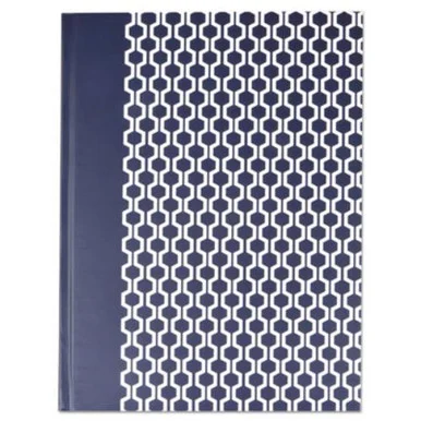 Universal Office Products 66351 Casebound Hardcover Notebook, 10 1/4 X 7 5/8, Dark Blue With Hexagon Pattern