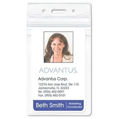 Advantus Vertical Re-sealable Badge Holder - Vertical - 50 / Pack - Clear (75524)