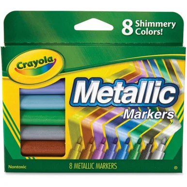 Crayola 8-color Metallic Markers - Cobalt Blue, Green Machine, Slick Silver, Copper Mine, Gold Ingot, Purple Steel, Black Iron, Pink Bling Ink - 8 / Carton (588628)