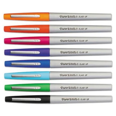 Sanford 62145 Flair Porous Point Stick Liquid Pen, Assorted Ink, Ultra Fine, 8/st