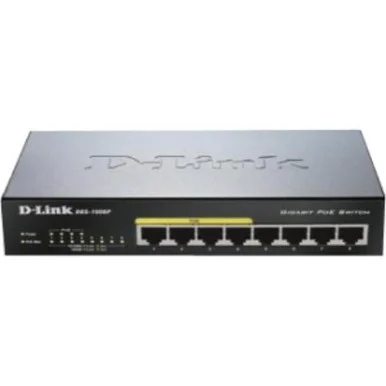 D-Link DGS-1008P Ethernet Switch - 8 Port - 4, 4 x 10/100/1000Base-T - , 10/100/1000Base-T - Power Over Ethernet
