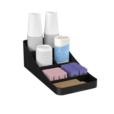 EMS Mind Reader COMP7BLK Trove Seven-compartment Coffee Condiment Organizer, Black, 7 3/4 X 16 X 5 1/4