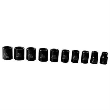 K Tool International KTI-37100 10-pc 3/8" Drive 6-point Metric Standard/short Impact Socket Set