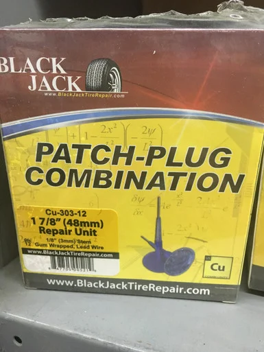 Black Jack Tire Repair BJK-CU-303-12 Patch Plug Combo 1/8" Stem