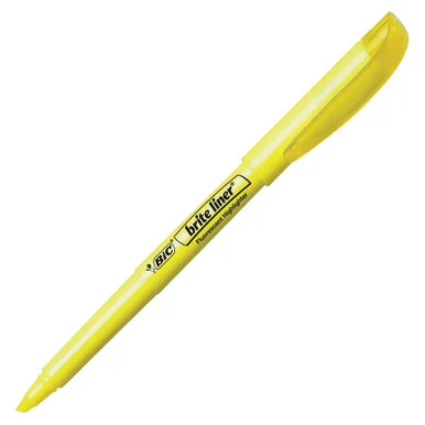Bic Brite Liner Highlighters - Chisel Marker Point Style - Fluorescent Yellow Ink (bl241yw)