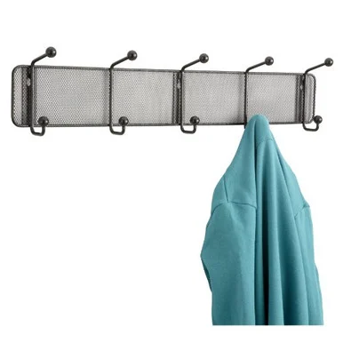 Safco Onyx 5-hook Steel Mesh Wall Rack - 5 Hooksteel - Black (6403bl)