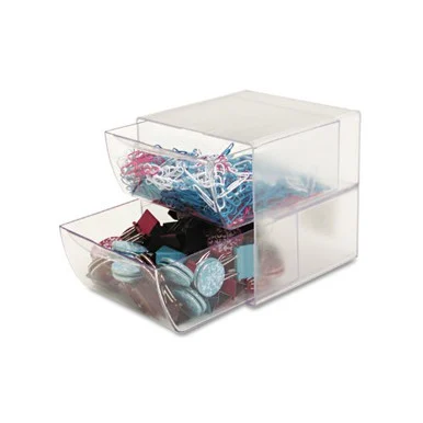 DEFLECTO CORPORATION 350101 Two Drawer Cube Organizer, Clear Plastic, 6 X 6 X 7 3/8