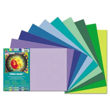 Pacon Tru-ray Heavyweight Construction Paper - 18" X 12" - Blue, Brilliant Lime, Dark Green, Festive Green, Light Green, Lilac, Royal Blue, Sky Blue, Turquoise, Violet (102943)
