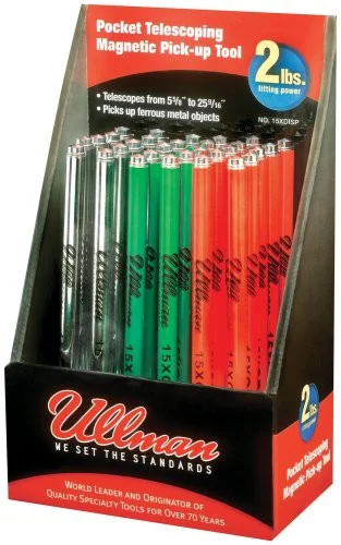Ullman Devices Corp. 15XDISP Multicolor Pocket Telescopic Magnetic Pick-up Tool Display