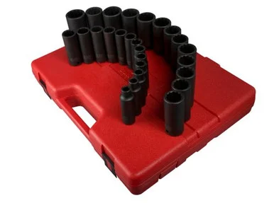 Sunex 2827 Tools 26-piece 1/2 In. Drive 12-point Metric Deep Impact Socket Set
