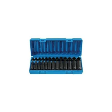 Grey Pneumatic 1226M 26 Piece 3/8" Drive 6 Point Standard And Deep Metric Impact Socket Set