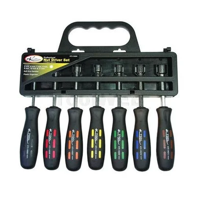 K Tool International KTI-14500 7-pc Professional Series Metric Nut Driver Set, Color Coded