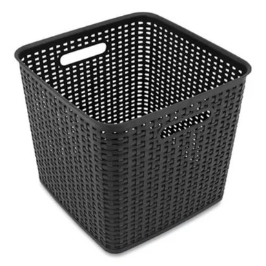 Ace Office 37519 Plastic Weave Bin, Extra Large, 12.6" X 11.1" X 16.6", Black
