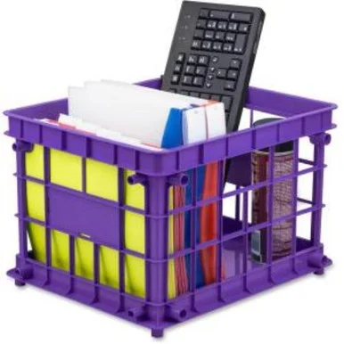 Storex Storage Case - Stackable - Assorted Bright - For File, Classroom Supplies - Recycled - 1 / Set (61473u06t)