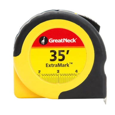 Great Neck GNS95010 Extramark Tape Measure, 1" X 35ft, Steel, Yellow/black