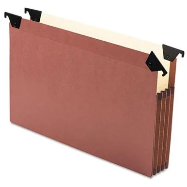 Esselte Premium Reinforced File Pockets With Swing Hooks - Letter - 8.50" X 11" - 3.50" Expansion - Red Fiber, Manila - Redrope - 5 / Pack (45432_40)