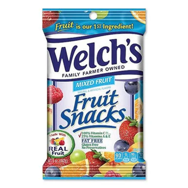 Welchs PIM05098 Fruit Snacks, Mixed Fruit, 5 Oz Pouch, 12/carton