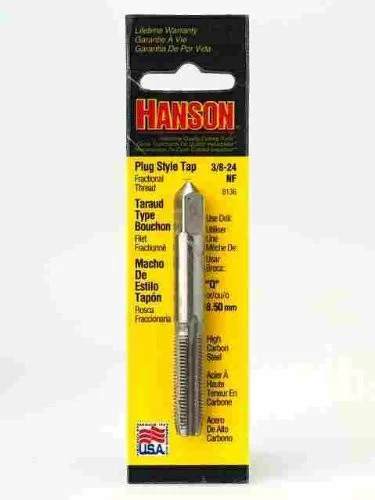 Hanson 8136 High Carbon Steel Machine Screw Fractional Plug Tap 3/8"-24 Nf