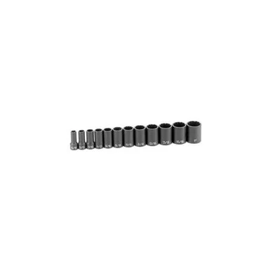 Grey Pneumatic 1202SD 12 Piece 3/8" Drive Semi Deep 12 Point Sae Impact Socket Set