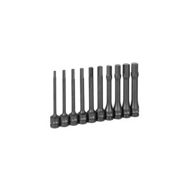 Grey Pneumatic Corp. 1360H 1/2" Drive 10 Piece 6" Length Fractional Hex Driver Set