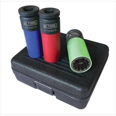 K Tool International SNLZ4-3PCS Protective Wheel Socket Set 3 Piece 1/2 Inch Drive Spline