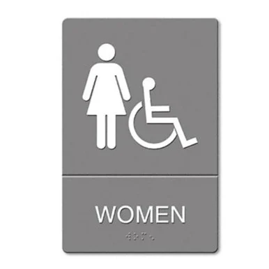 Headline Women/whlchr Image Indoor Sign - "women's Restroom/wheelchair Accessible" Preprinted - 6" Width X 9" Height - Plastic - Gray, White (4814)