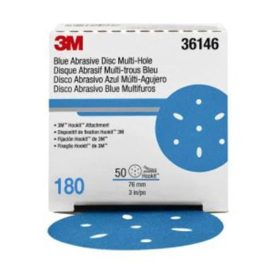 3m 3M-36146 Hookit Blue Abrasive Disc Multi-hole, 3", 180 Grade